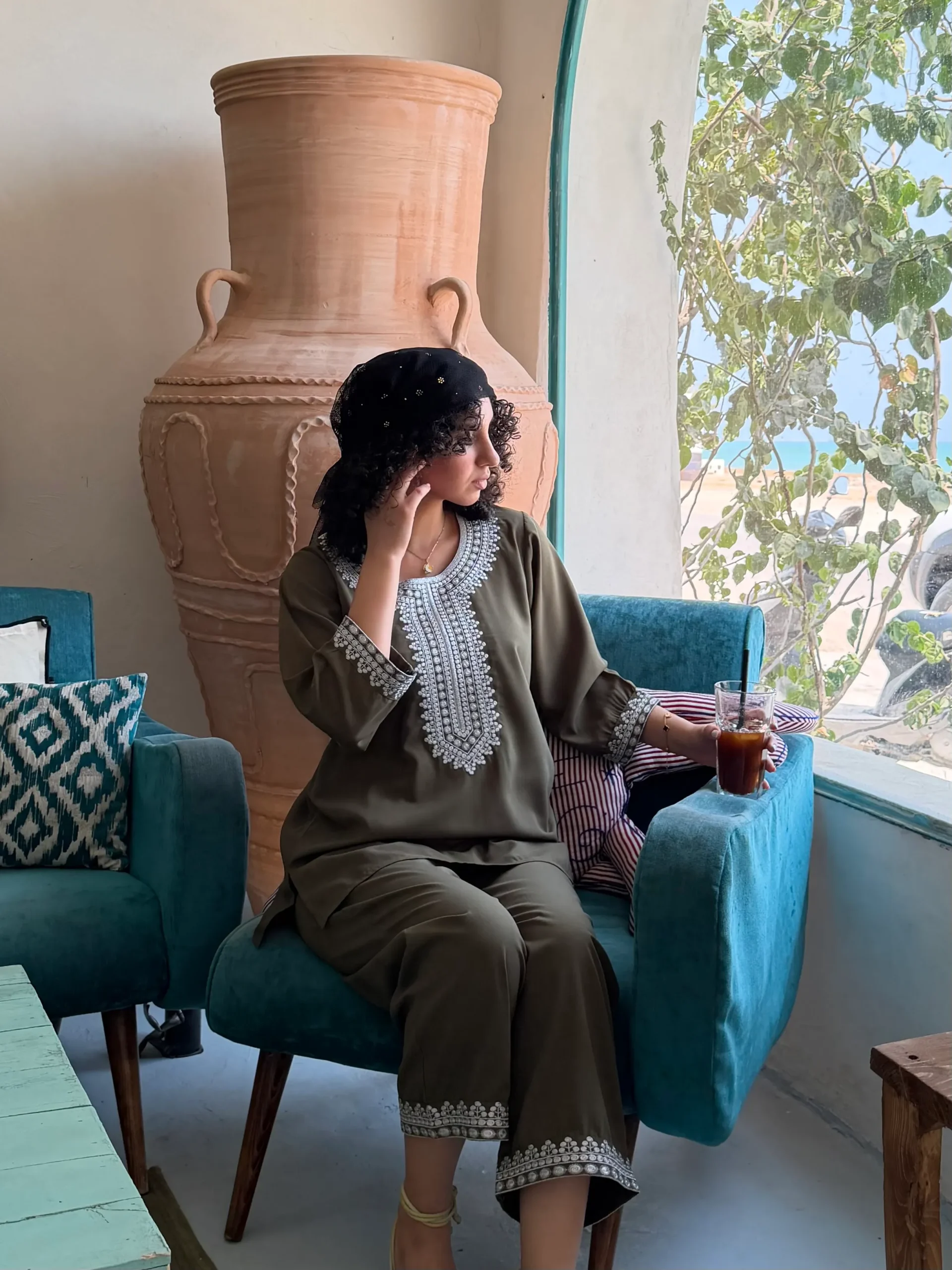 IMG_1593 ست تونیک و شلوار گلابتون دوزی - Image 1