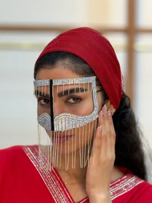 برقع نگین دوزی سفید